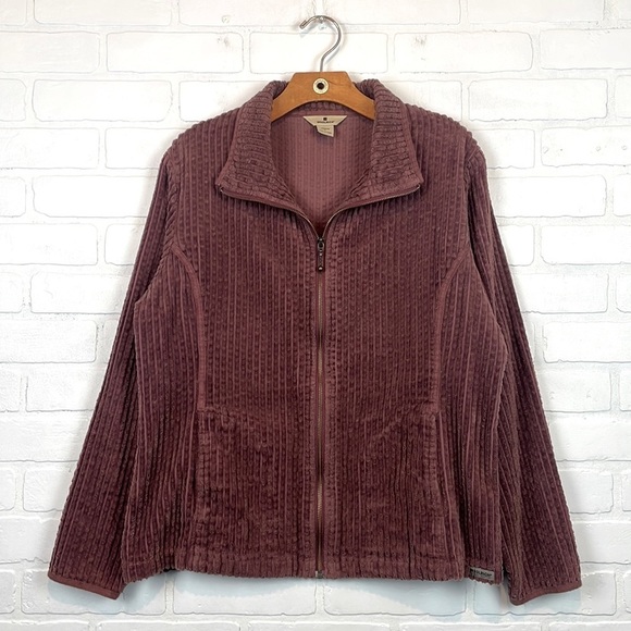Woolrich Ribbed Corduroy Hazelberry Maroon Zip Up Jacket L - Picture 1 of 8